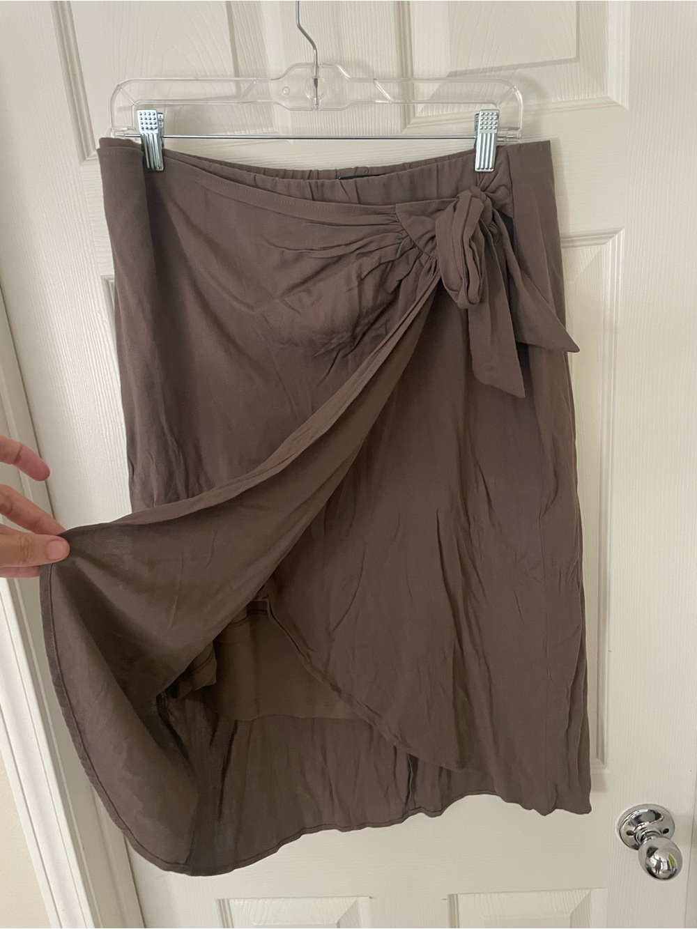 torrid Chocolate Brown Wrap Midi Skirt with Side Tie - Picture 4 of 4